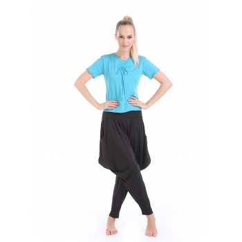 Yoga Casual Workout Clothes Summer Suits(Rope Short sleeve T-Shirt+Loose Pants)